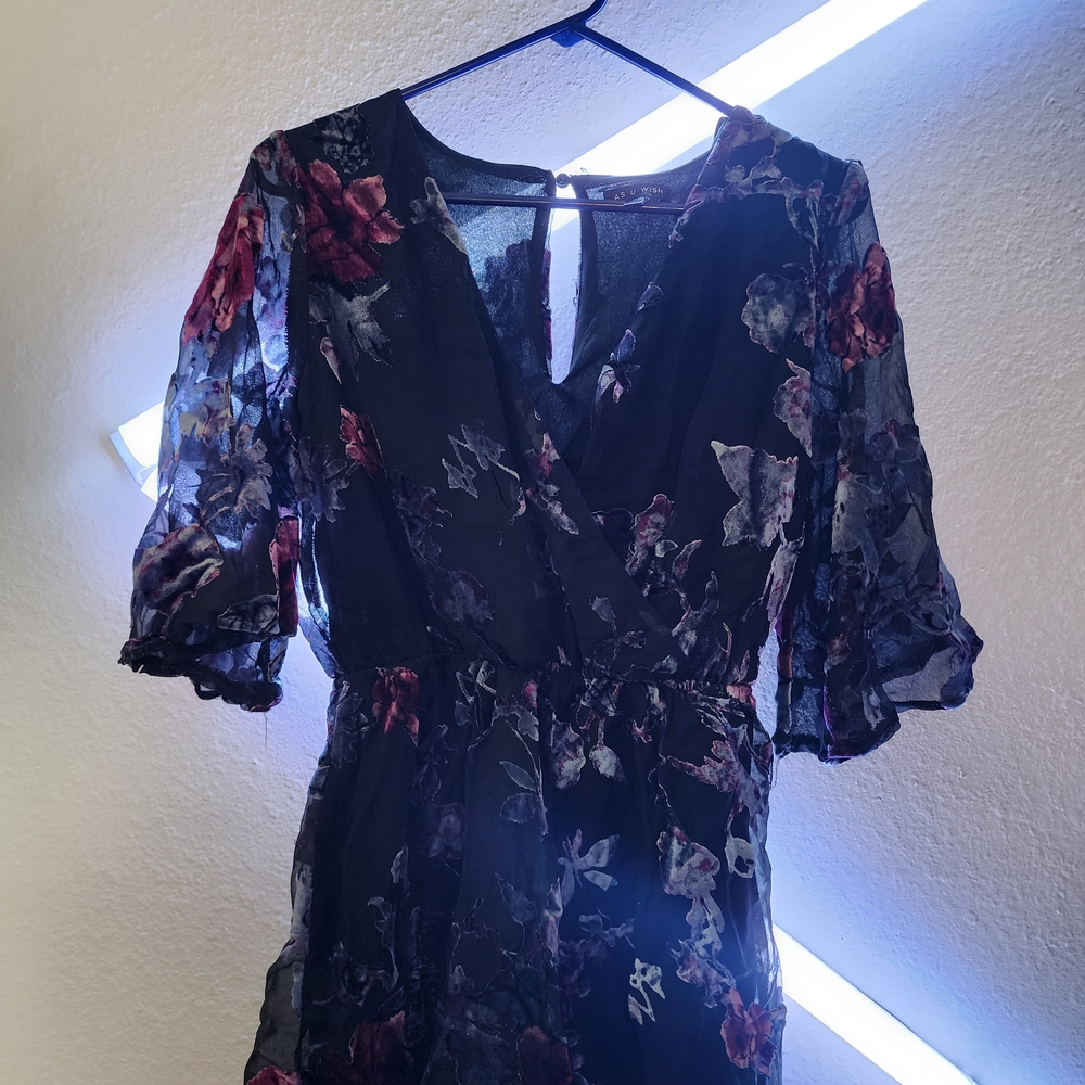 Floral Black Romper
